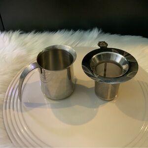 Krups 18/8 Stainless Steel Espresso Milk Steaming Froth Cup & Teavana Strainer